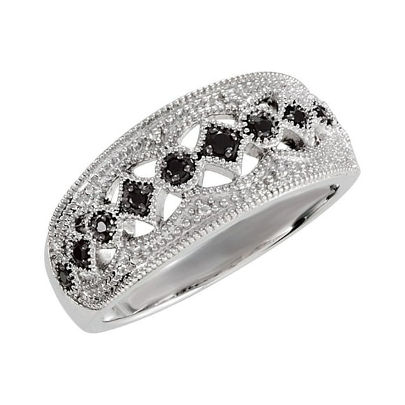 Size 7 Pinctore Platinum o/Silver 2.30ctw Black Spinel Band Ring Size 7 Pinctore Platinum o/Silver 2.30ctw Black Spinel Band Ring